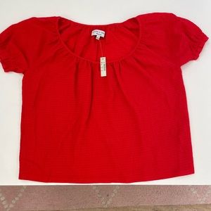 Madewell Texture and Thread lightweight Red Peasant Blouse